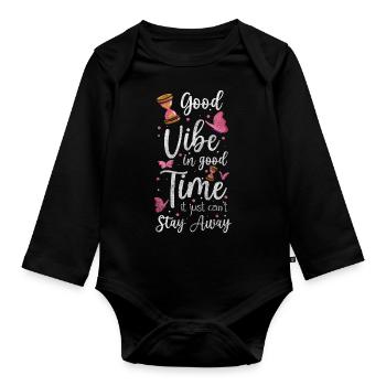 Zeit Lebenszeit Zeitreise - Baby Bio-Langarm-Body - Schwarz - Vorne
