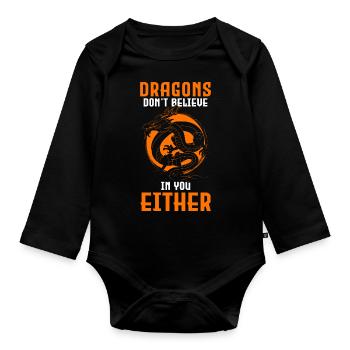 Fantasy Asia Fire Creature - Organic Longsleeve Baby Bodysuit - black - Front