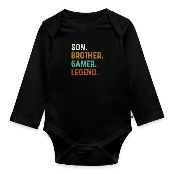 Son frère Joueur vidéo Legend Gaming - Body Bébé bio manches longues - noir - Devant