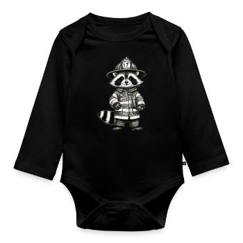 Feuerwehr Waschbär - Baby Bio-Langarm-Body - Schwarz - Vorne