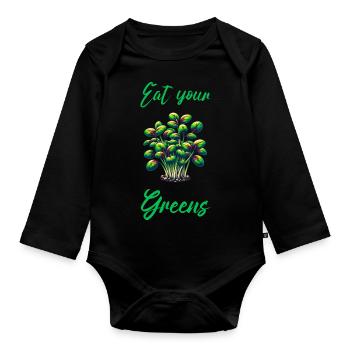 Eat Your Greens Farmer Gardener Microgreen Grower - Baby Bio-Langarm-Body - Schwarz - Vorne