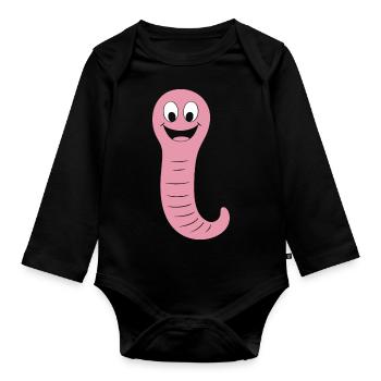 earthworm - Organic Longsleeve Baby Bodysuit - black - Front