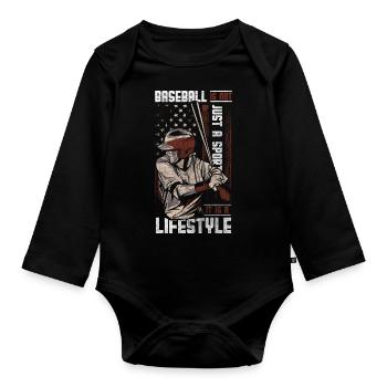 Joueur de baseball Entraîneur de sports de balle - Body Bébé bio manches longues - noir - Devant