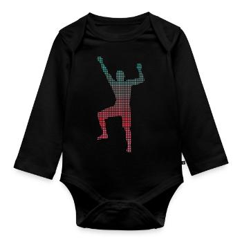 Klettern Berge verpixelt Kletterer Bouldern - Baby Bio-Langarm-Body - Schwarz - Vorne