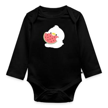 Duck Watermelon - Organic Longsleeve Baby Bodysuit - black - Front