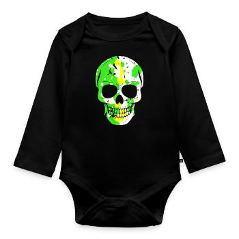Cooler Totenkopf - Baby Bio-Langarm-Body - Schwarz - Vorne
