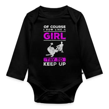 Rower Rowing Machine Resistance Gym - Organic Longsleeve Baby Bodysuit - black - Front