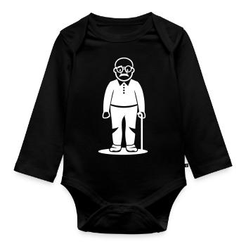 Grandpa Old Man - Organic Longsleeve Baby Bodysuit - black - Front