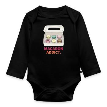 Life's Better with Macarons – Sweet Treat - Organic Longsleeve Baby Bodysuit - black - Front