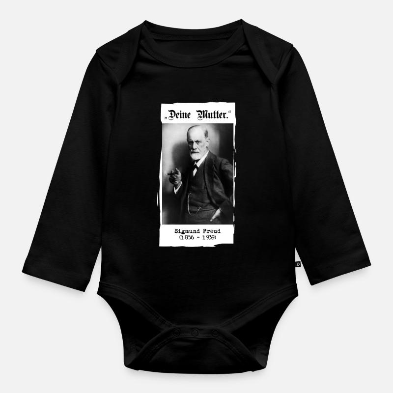 Sigmund Freud - "Deine Mutter." - Baby Bio-Langarm-Body - Schwarz