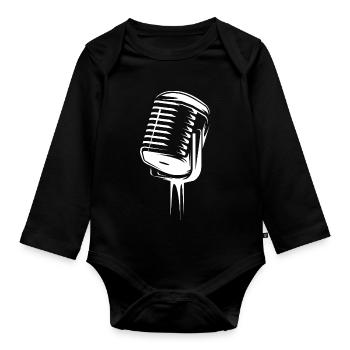 Microphone Icon Music Musician Singer Rapper icon - Organic Longsleeve Baby Bodysuit - black - Front
