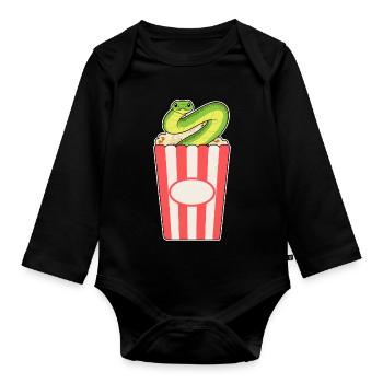 Snake Popcorn - Organic Longsleeve Baby Bodysuit - black - Front