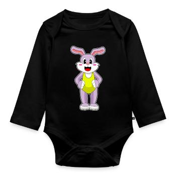 Hase Schwimmen Badeanzug Sommer - Baby Bio-Langarm-Body - Schwarz - Vorne
