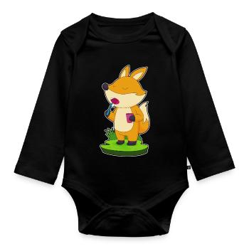 Fuchs toothbrush - Organic Longsleeve Baby Bodysuit - black - Front