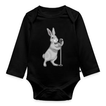 Chant Microphone Bunny Singer - Body Bébé bio manches longues - noir - Devant