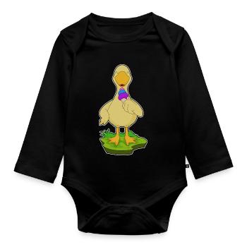 Ente Waffeleis - Baby Bio-Langarm-Body - Schwarz - Vorne