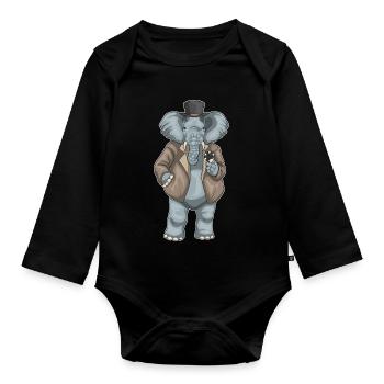 Elephant Poker Jetons de Poker - Body Bébé bio manches longues - noir - Devant
