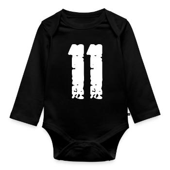 11 Nombre Vintage - Body Bébé bio manches longues - noir - Devant