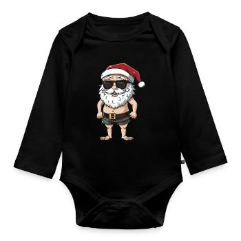 Santa Claus Holiday Santa - Organic Longsleeve Baby Bodysuit - black - Front