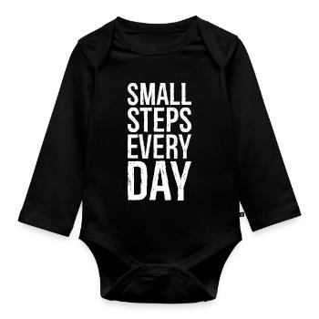 small steps every day - Baby Bio-Langarm-Body - Schwarz - Vorne