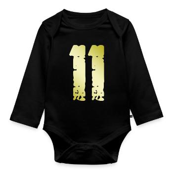 11 Nombre Vintage - Body Bébé bio manches longues - noir - Devant