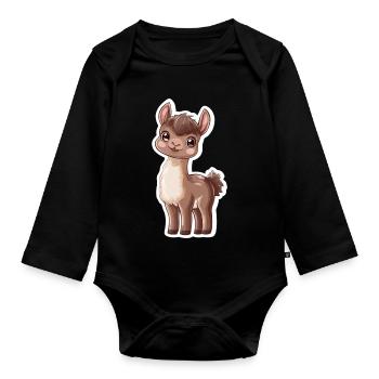 Llama Alpaca Llama Animal Gift - Organic Longsleeve Baby Bodysuit - black - Front