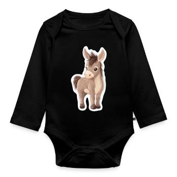 donkey - Organic Longsleeve Baby Bodysuit - black - Front