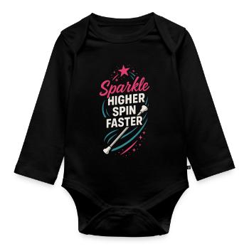 Baton Twirler Majorette Captain Squad Club - Organic Longsleeve Baby Bodysuit - black - Front