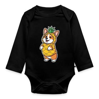 Déguisement Corgi Ananas - Body Bébé bio manches longues - noir - Devant