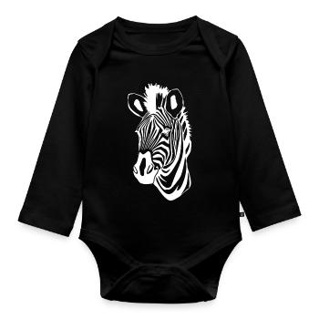 Zebra T-shirt Gift - Organic Longsleeve Baby Bodysuit - black - Front