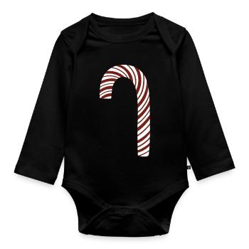 Candy Cane - Organic Longsleeve Baby Bodysuit - black - Front