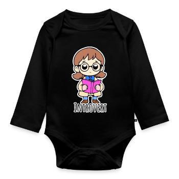 Je suis plutôt réservé et introverti - Body Bébé bio manches longues - noir - Devant