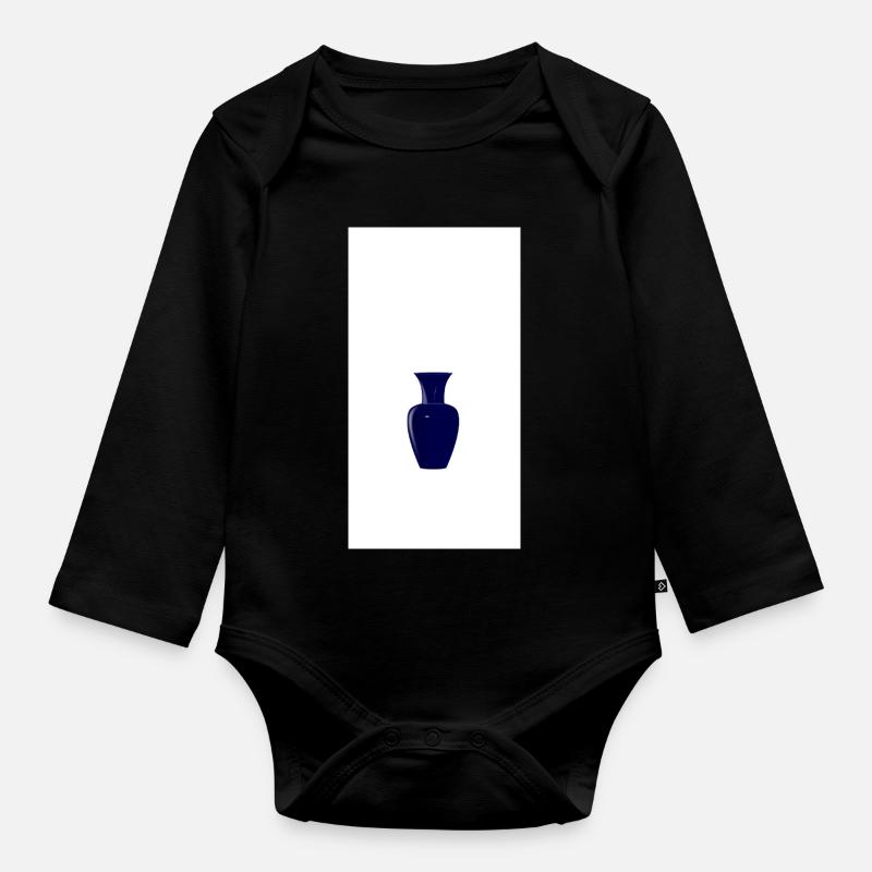 Mitternachtsblaue Vasen-Silhouette - Baby Bio-Langarm-Body - Schwarz