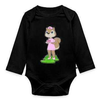 Squirrel Birthday Nurse - Organic Longsleeve Baby Bodysuit - black - Front