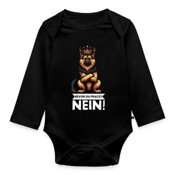 Avant que vous ne demandiez aux bergers bergers allemands - Body Bébé bio manches longues - noir - Devant