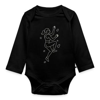 Bouldering Silhouette | Minimalist climber - Organic Longsleeve Baby Bodysuit - black - Front