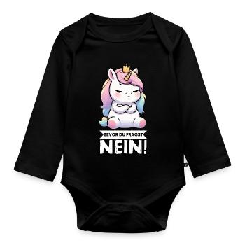 Avant que vous ne demandiez, pas de licorne licornes fan de licorne - Body Bébé bio manches longues - noir - Devant