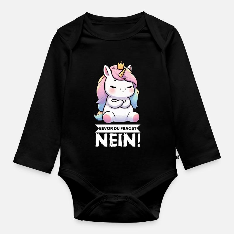 Bevor Du Fragst Nein Einhorn Einhörner Einhornfan - Baby Bio-Langarm-Body - Schwarz