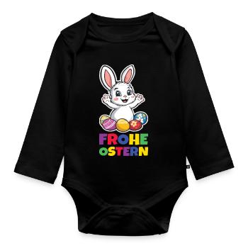 Süßer Hase Ostern Kaninchen Ohren - Baby Bio-Langarm-Body - Schwarz - Vorne