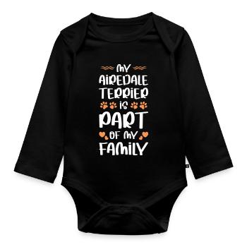 Airedale Terrier Family Band - Organic Longsleeve Baby Bodysuit - black - Front