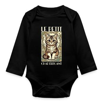 Le Petit Chat Élégant – Jugendstil Katze - Baby Bio-Langarm-Body - Schwarz - Vorne