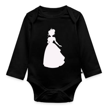 Princess in ball gown - Organic Longsleeve Baby Bodysuit - black - Front