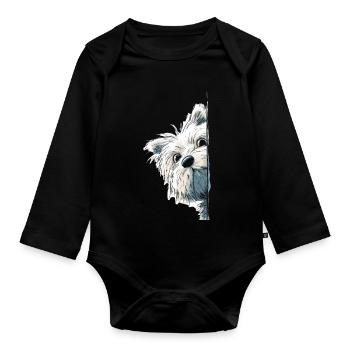 Westie Terrier Spieur Mignon Amoureux des Chiens Produits dérivés - Body Bébé bio manches longues - noir - Devant
