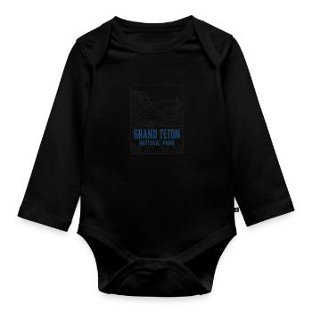 Parc national de Grand Teton Rétro minimaliste - Body Bébé bio manches longues - noir - Devant