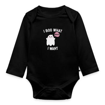 Je boo ce que je veux Halloween - Body Bébé bio manches longues - noir - Devant
