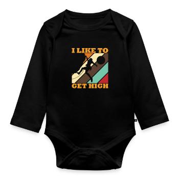 Climbing I Like To Get High Bouldering - Baby Bio-Langarm-Body - Schwarz - Vorne