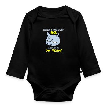 Chat sarcastique drôle griffé aujourd’hui Chat - Body Bébé bio manches longues - noir - Devant