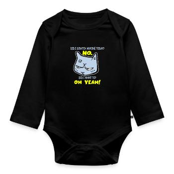 Chat sarcastique drôle griffé aujourd’hui Chat - Body Bébé bio manches longues - noir - Devant