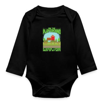 Sur le terrain de jeu est l’endroit où je passe la plupart de mes - Body Bébé bio manches longues - noir - Devant