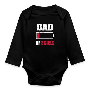 Papa de 2 filles Girl Dead Battery pour la fête des pères - Body Bébé bio manches longues - noir - Devant